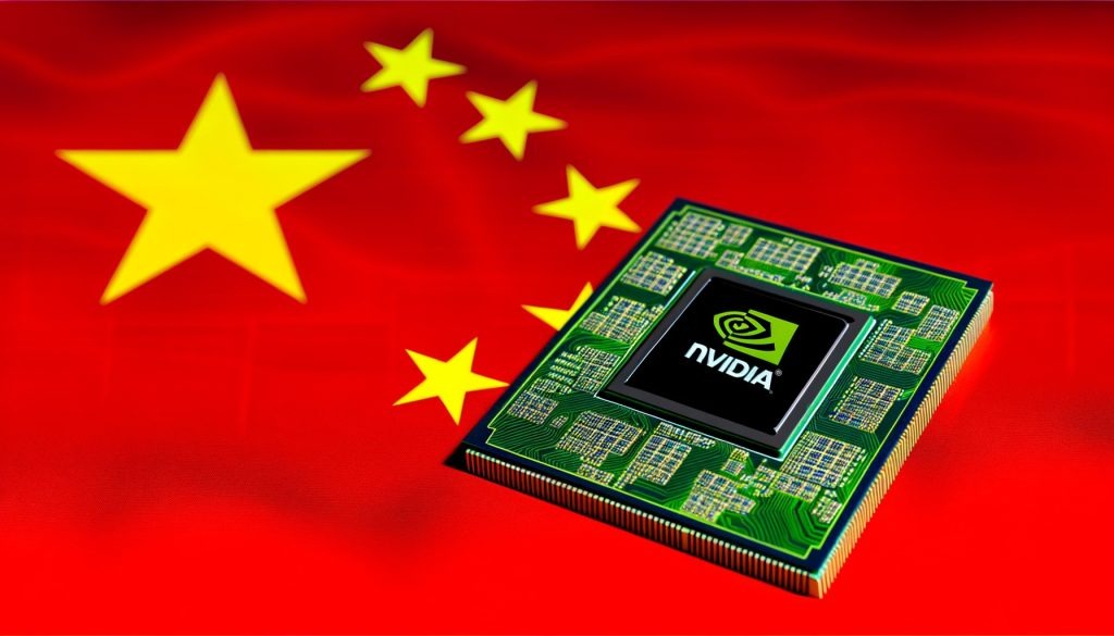 Gros plan sur un processeur haute performance illustrant les ventes puces Nvidia Chine sous examen de sécurité.
