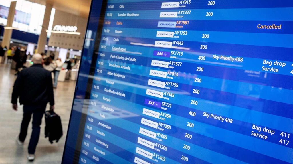 Un avion Airbus de la compagnie montrant que Finnair reprend ses vols au Moyen-Orient en 2026.