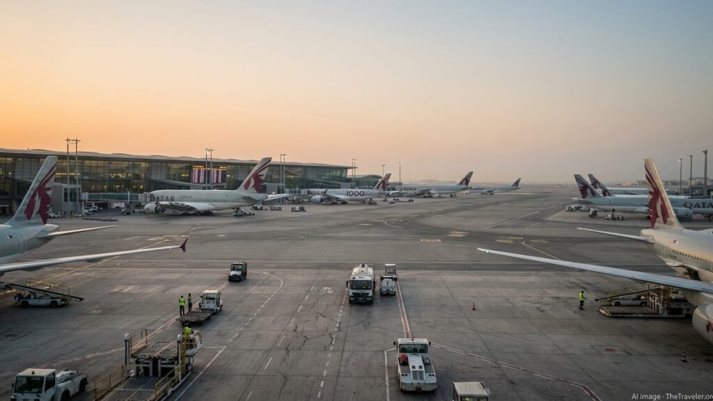 Logistique de la réouverture partielle ciel Qatar à Doha en 2026