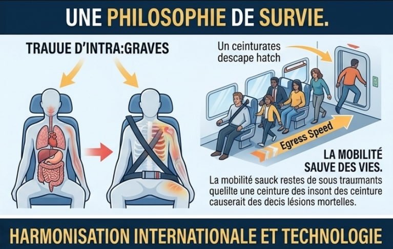 À bord des trains à grande vitesse, la ceinture jugée plus dangereuse qu'utile 1 Train Shinkansen japonais blanc et bleu entrant en gare à vive allure