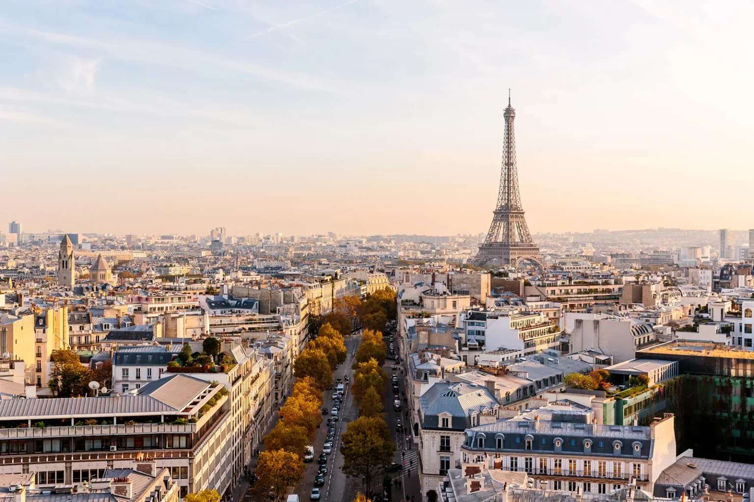 Paris skyline with Eiffel Tower at sunset Alexander Spatari