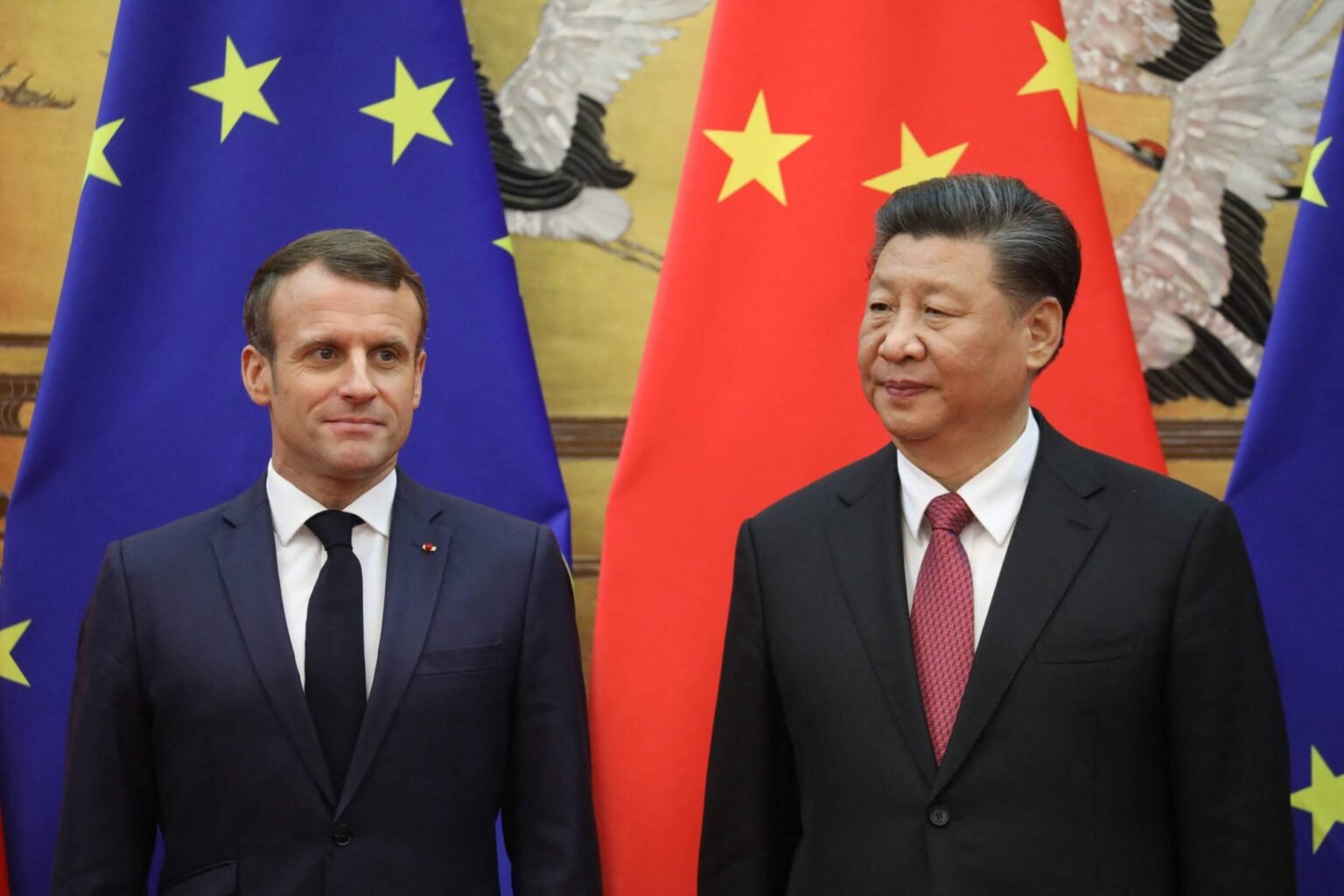 Emmanuel Macron et le président de la République de Chine Xi Jinping lors d'une visite en France. ©AFP