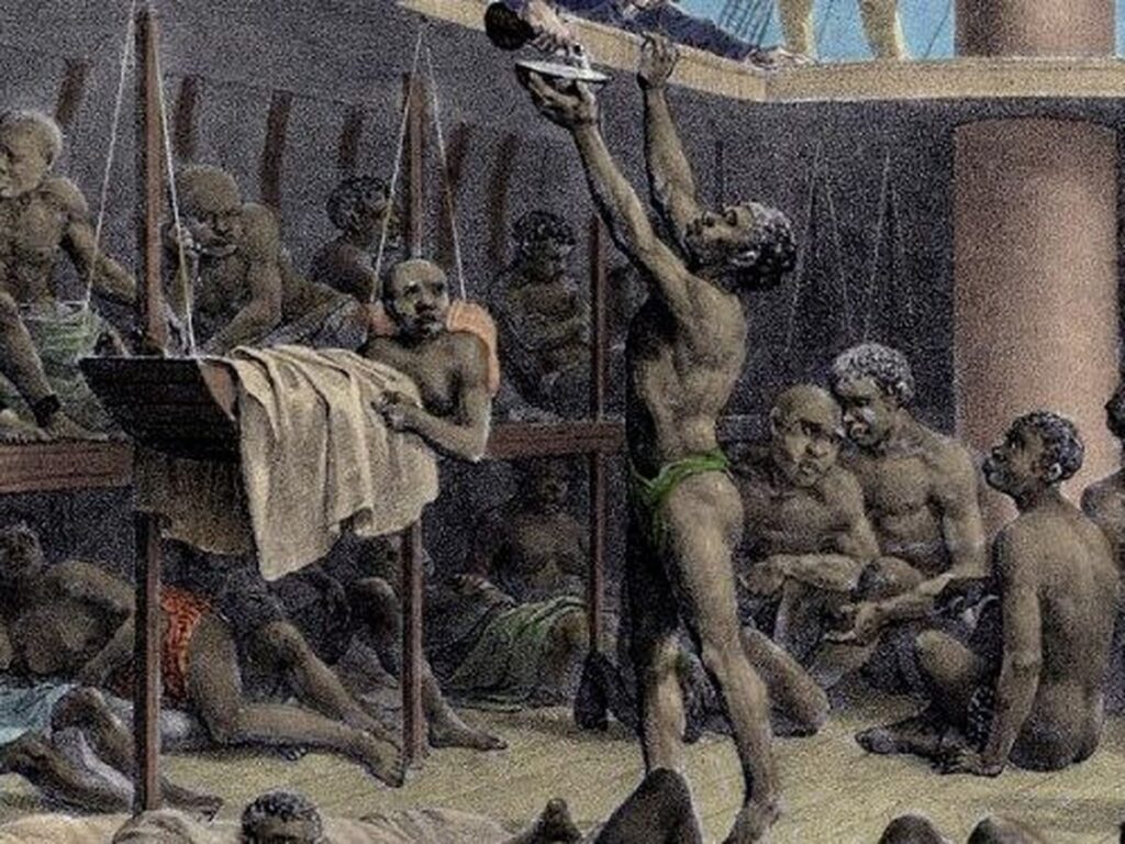 Cette gravure du XIXe siècle montre les conditions dans lesquelles auraient pu vivre les esclaves à bord du Clotilda.