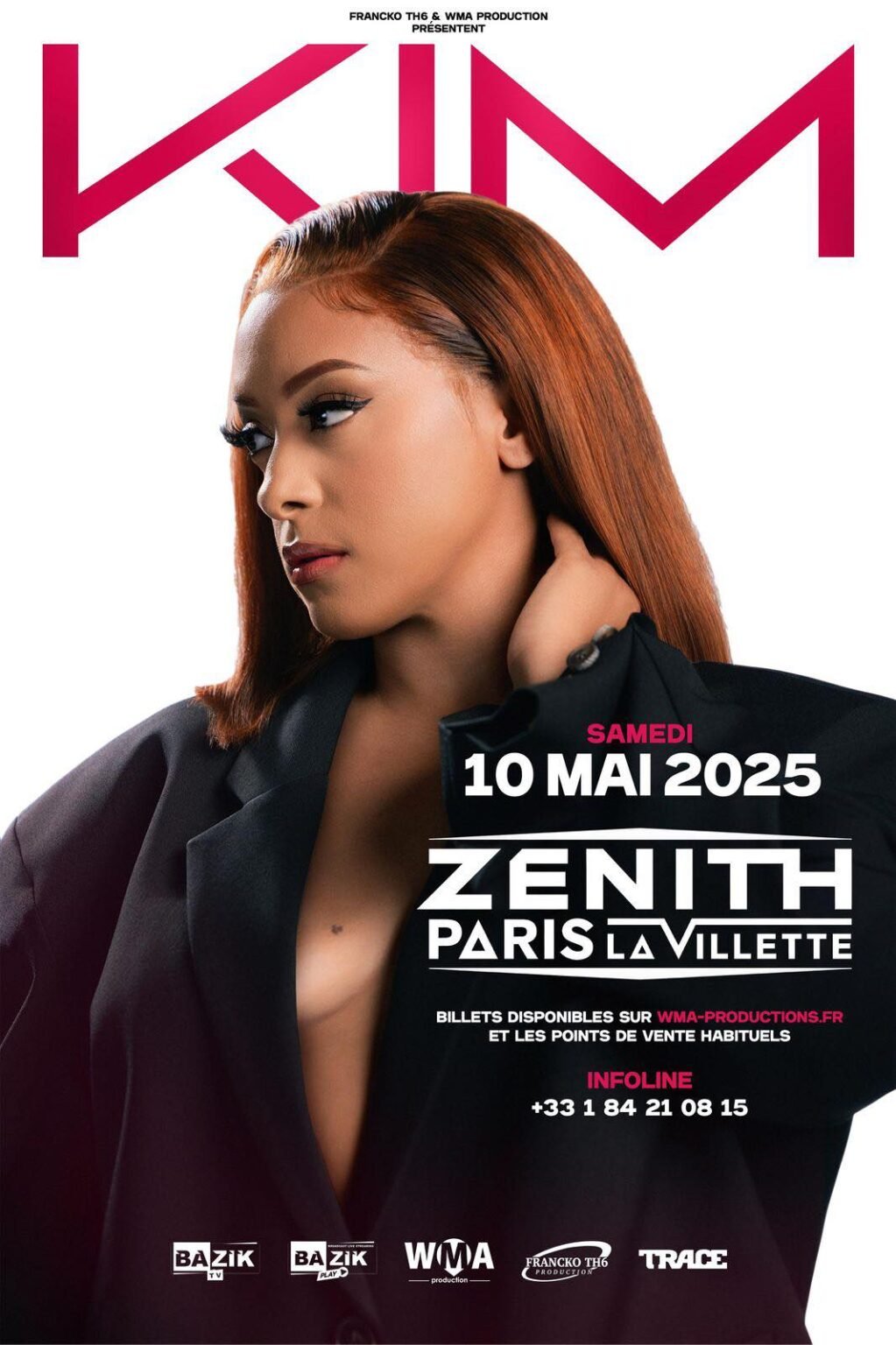 L'affiche de concert de Kim, qui chantera au Zénith