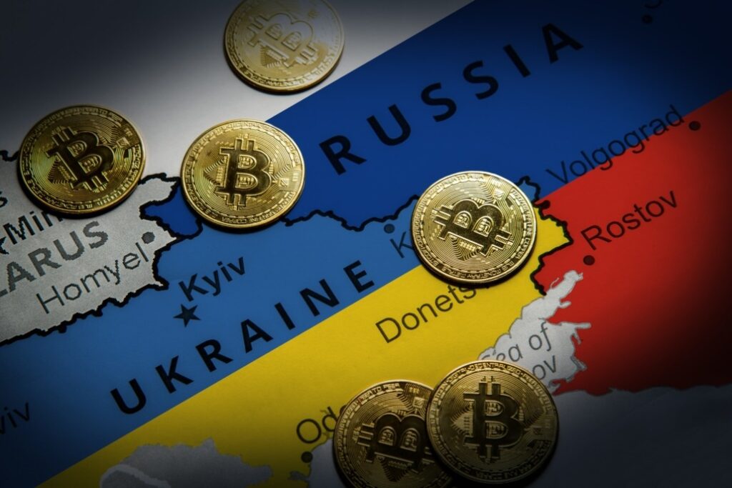 Interface utilisateur des services crypto liés à la Russie pour l'échange de roubles.