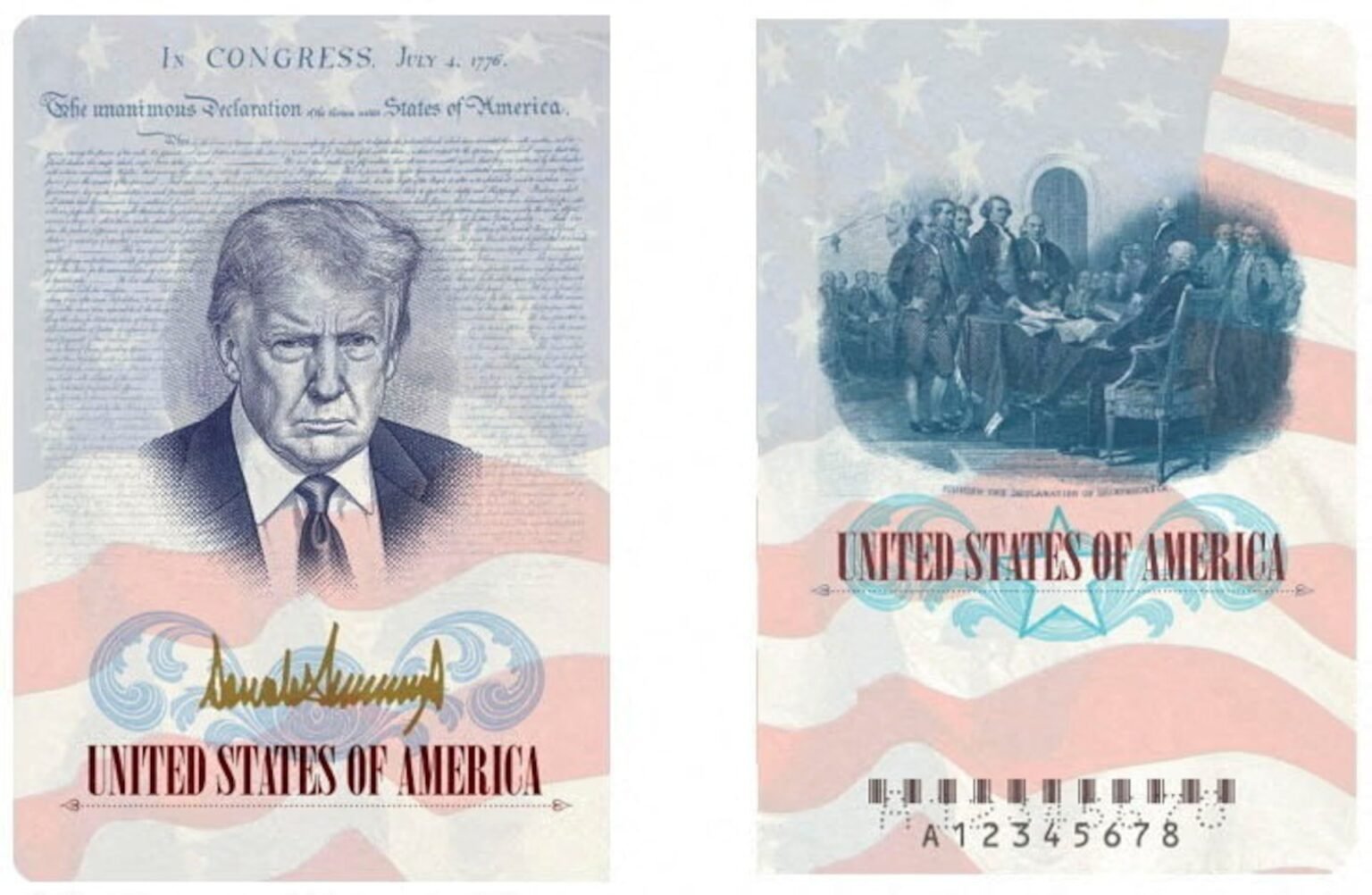 Portrait officiel sur les nouveaux Passeports à l'effigie de Trump