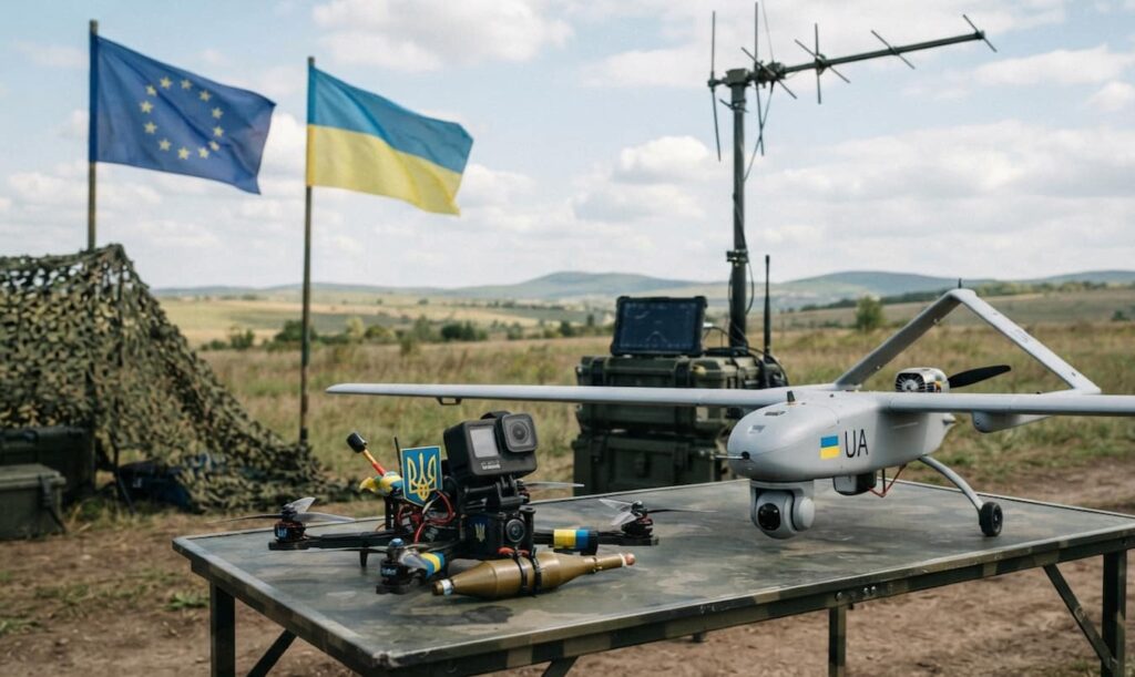 L’Union européenne signe un accord à Kiev pour financer la production de drones Signature de l'accord de production de drones à Kiev