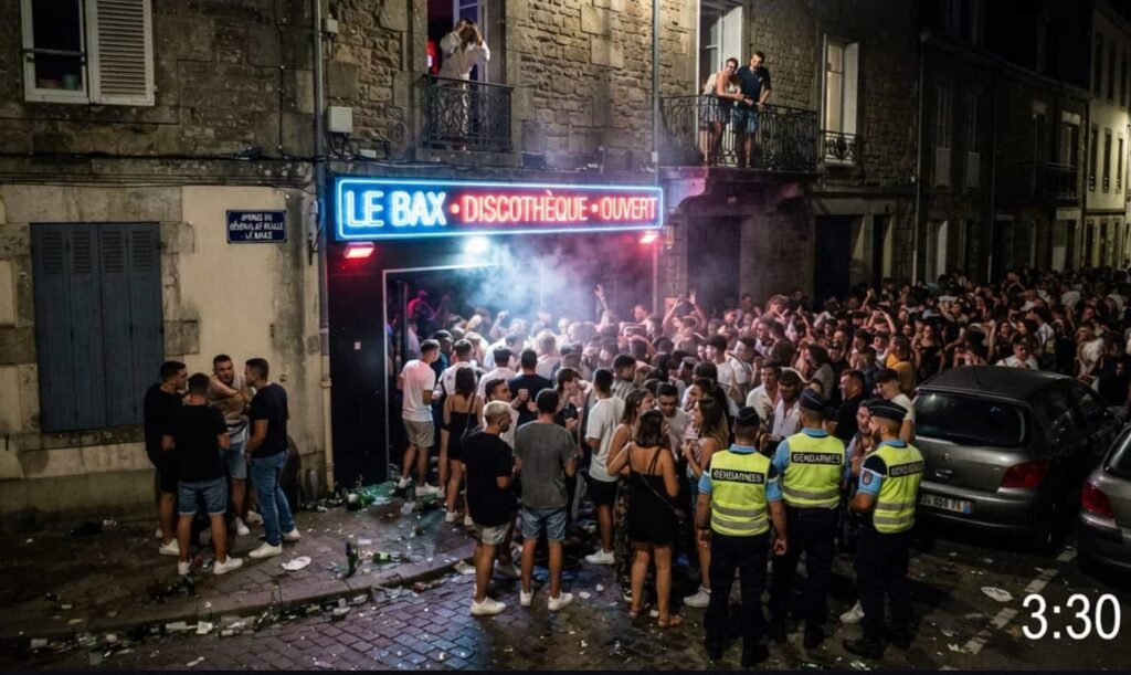 Avenue Pavie la nuit avec ses villas Belle Époque éclairées et trottoirs vides