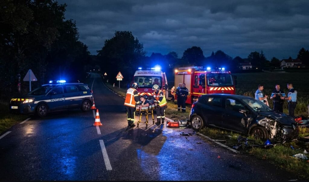 Accident mortel à Verdun-sur-Garonne : une voiture s’encastre dans un arbre, un mort Voiture gravement endommagée encastrée contre un platane en bord de route la nuit