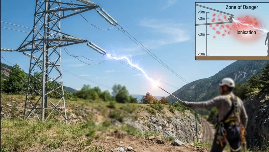 Titre d'article de presse sur un arc électrique sur fond de ciel orageux avec logo Charente Libre