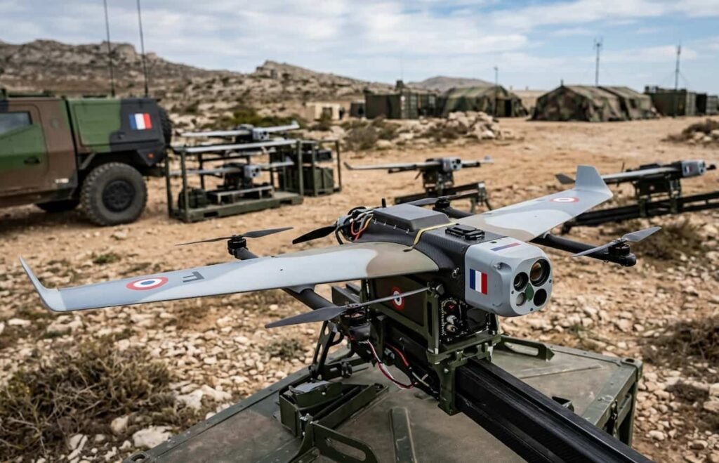 France : l’industrie auto mobilisée pour produire des drones militaires en masse Moteur électrique compact de drone Valeo posé sur un établi avec câbles et composants