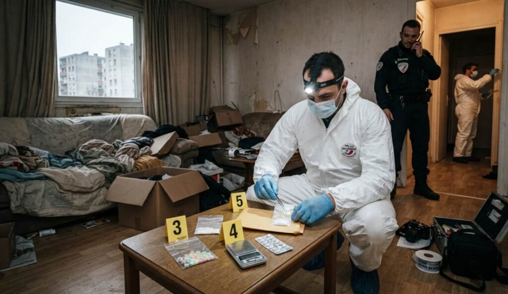 Un jeune homme retrouvé mort à Grenoble après avoir dénoncé un trafic à Échirolles Sachets plastiques contenant du cannabis et de la poudre blanche alignés sur une table avec une balance électronique
