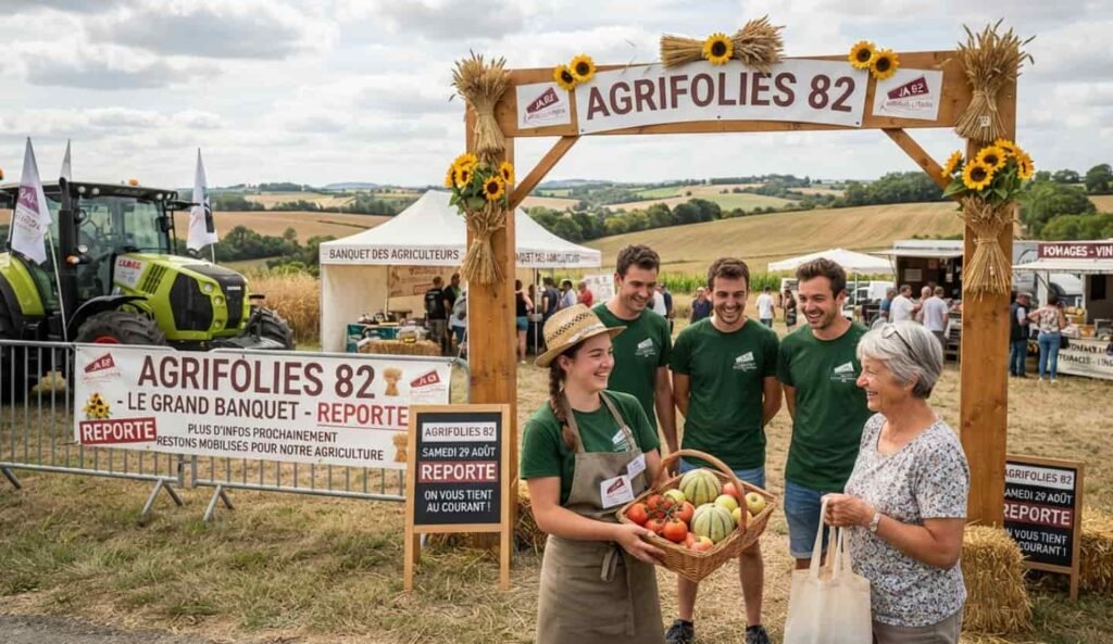 Vue large du Cours Foucault à Montauban avec des tables de banquet alignées sous les arbres