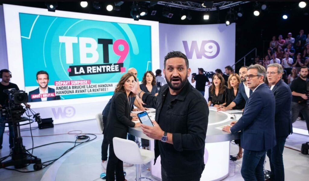 TBT9 sur W9 : Andréa Bruche quitte Cyril Hanouna à quatre jours de la rentrée Andréa Bruche debout sur le plateau de TBT9 tenant un micro