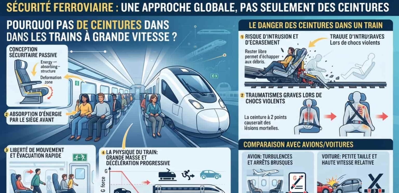 À bord des trains à grande vitesse, la ceinture jugée plus dangereuse qu’utile Gros plan sur le dossier d'un siège de train à grande vitesse chinois en matériau technique