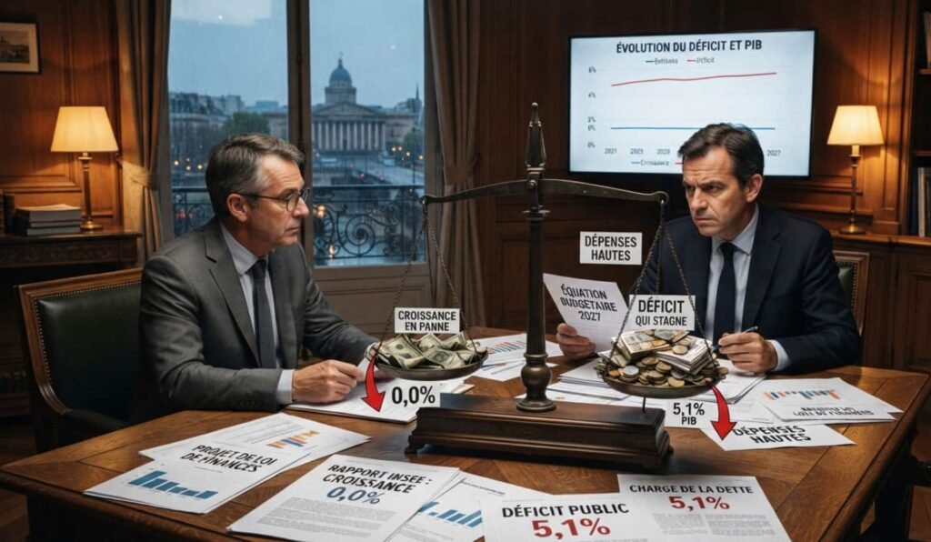 Graphique à barres de l'Insee affichant une croissance nulle au deuxième trimestre